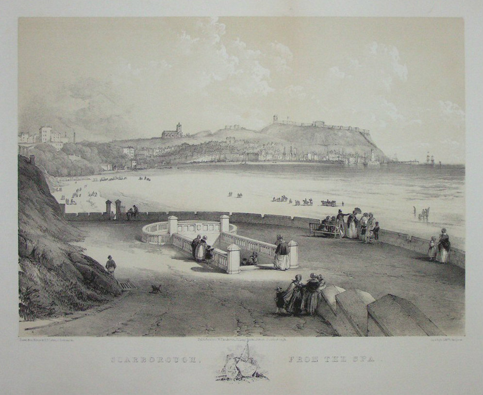 Lithograph - Scarborough from the Spa - Hawkins